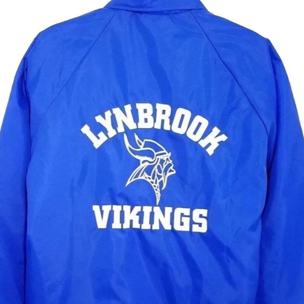 Vintage Lynbrook Vikings Jacket Mens Size Large Blue 90s San Jose Made In USA